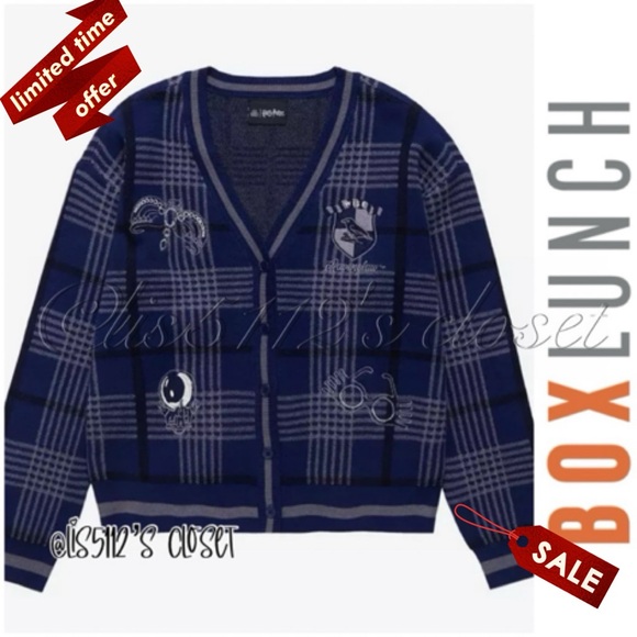 BoxLunch Exclusive Harry Potter Ravenclaw Plaid Knit Cardigan Sweater 2X 18 20 - Picture 1 of 14